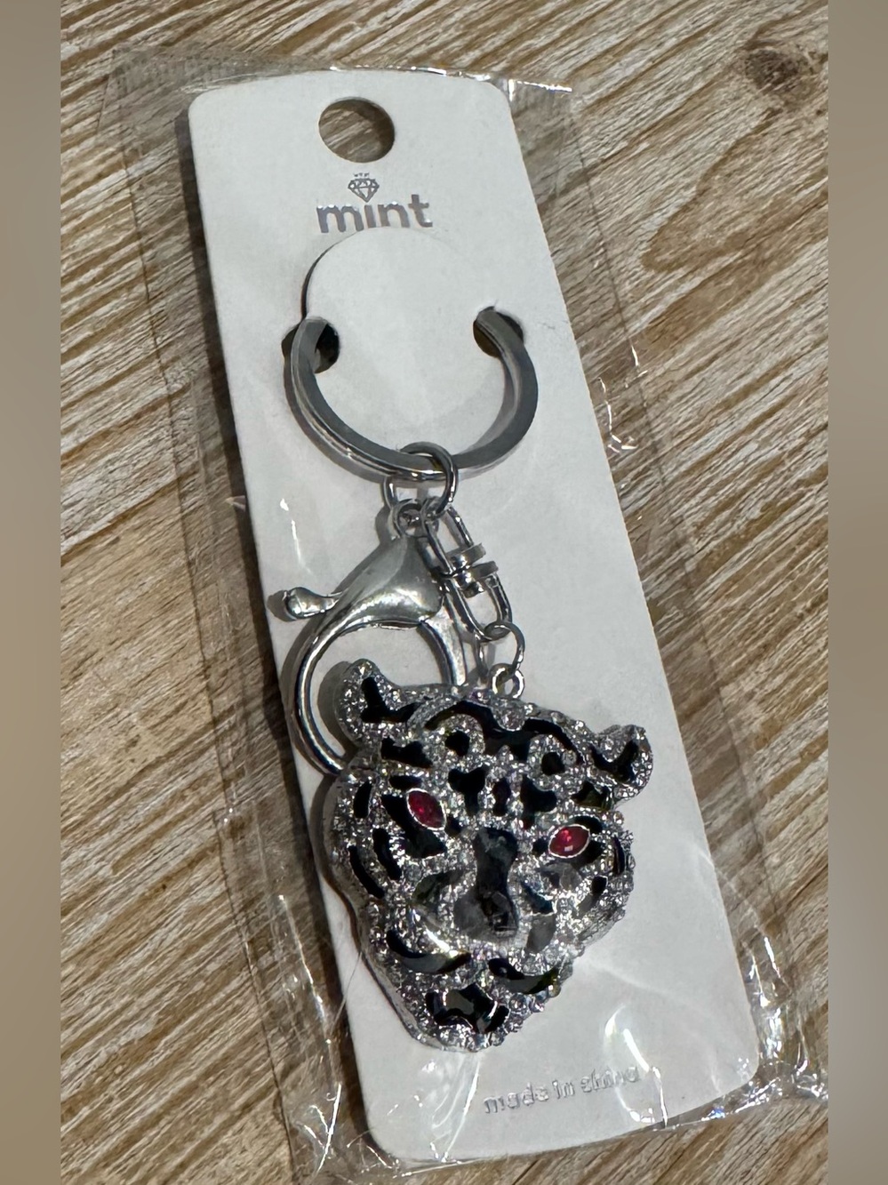 Leopard Silver-Tone Keychain or bag charm